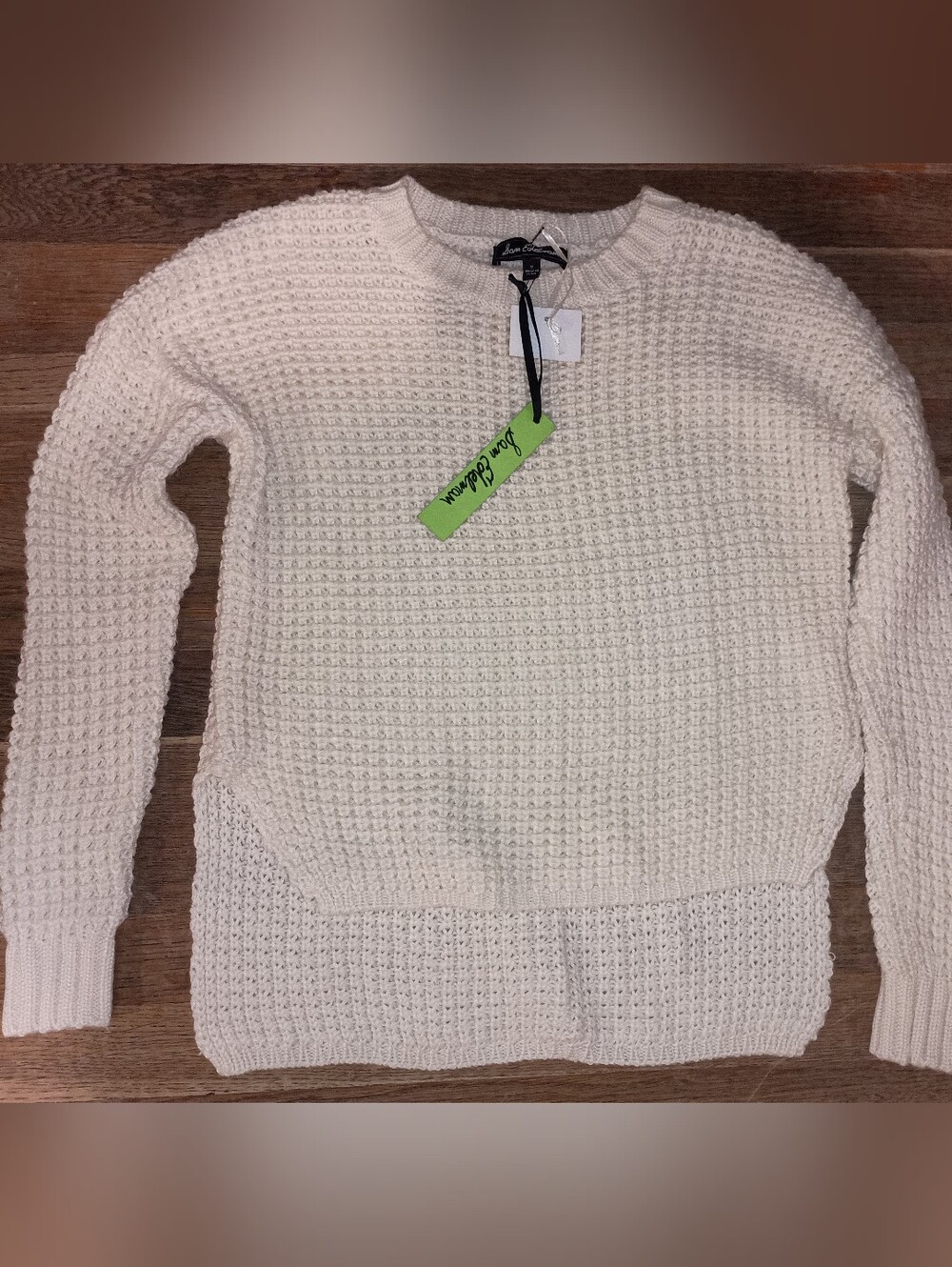 NWT Sam Edelman WAFFLE THICK CUT SWEATER/Cream-Ivory Womens Size Small